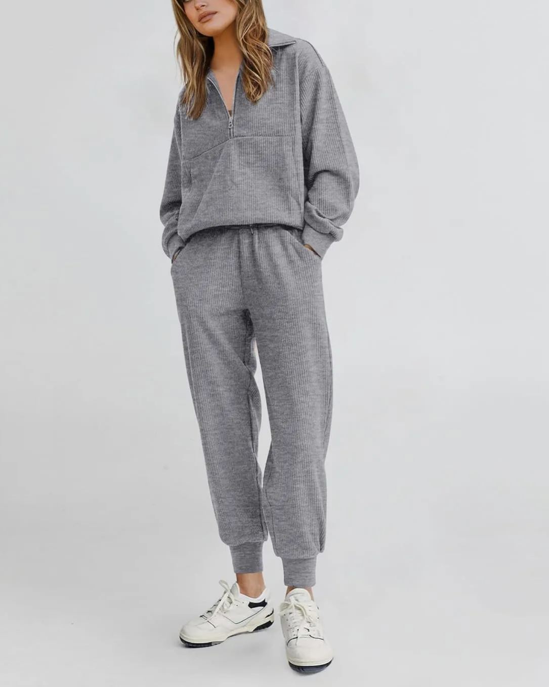 Women's Tracksuit Fall Long Sleeve Half Zip Sweatshirt Set