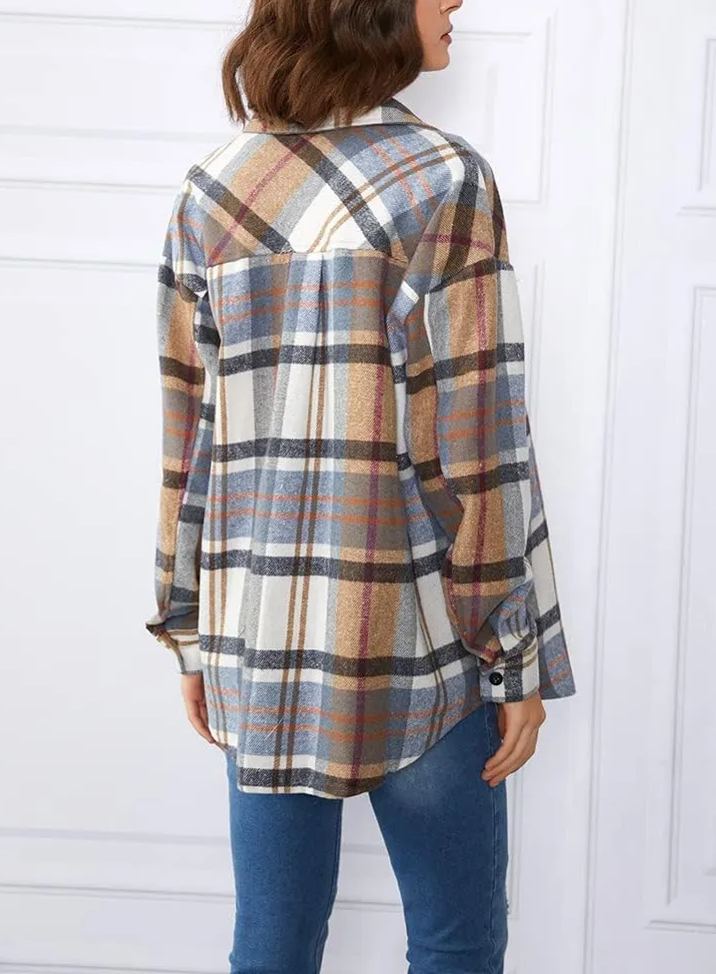 Women's Fall Flannel Plaid Button Down Long Sleeve Shirts Jackets (BUY 2 FREE SHIPPING)