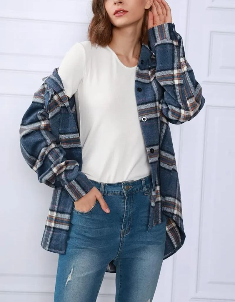 Women's Fall Flannel Plaid Button Down Long Sleeve Shirts Jackets (BUY 2 FREE SHIPPING)