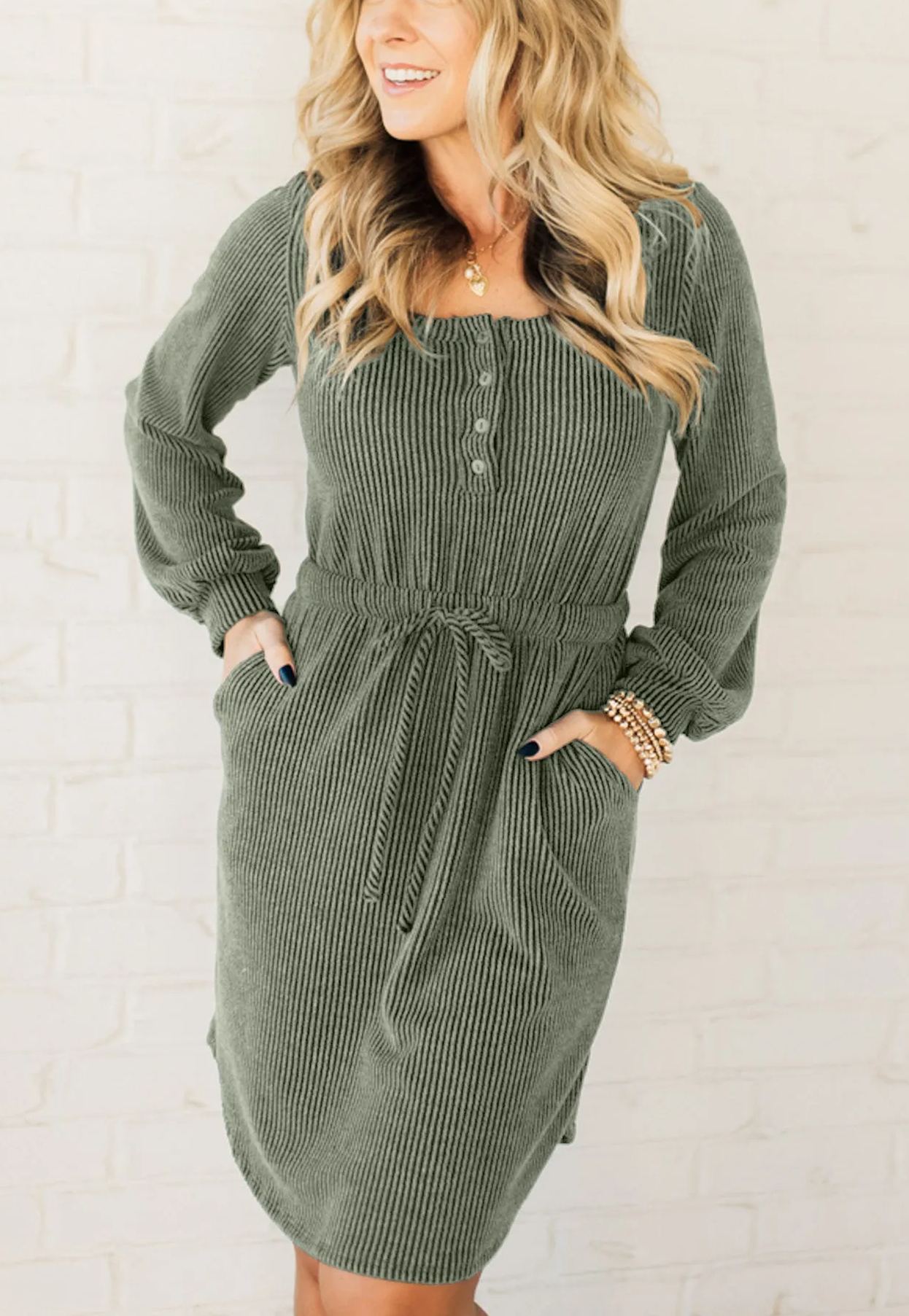 Women's New Corded Button Dress（Buy 2 Free Shipping）