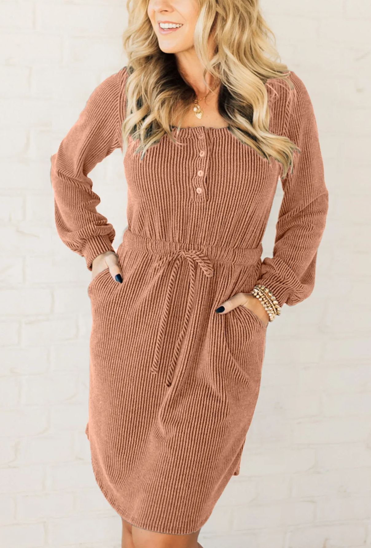 Women's New Corded Button Dress（Buy 2 Free Shipping）