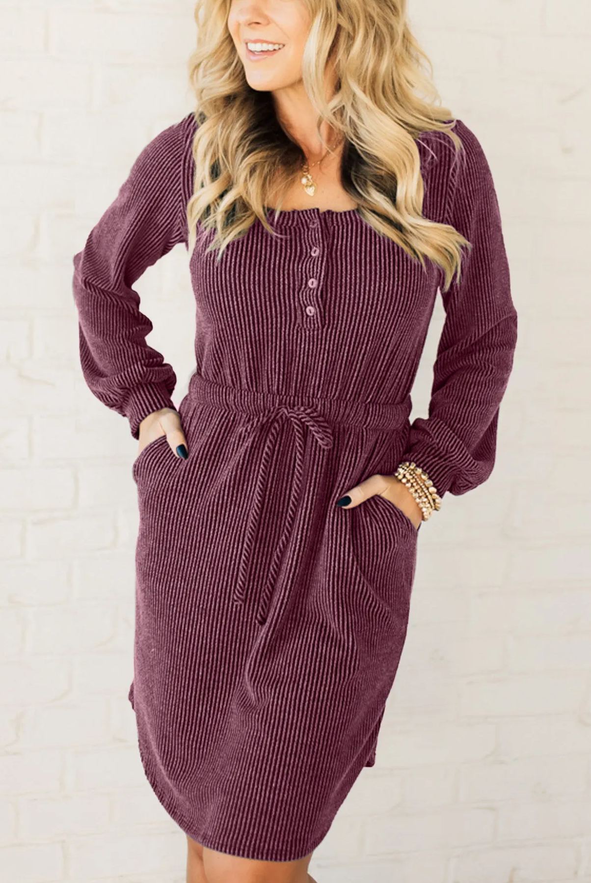 Women's New Corded Button Dress（Buy 2 Free Shipping）