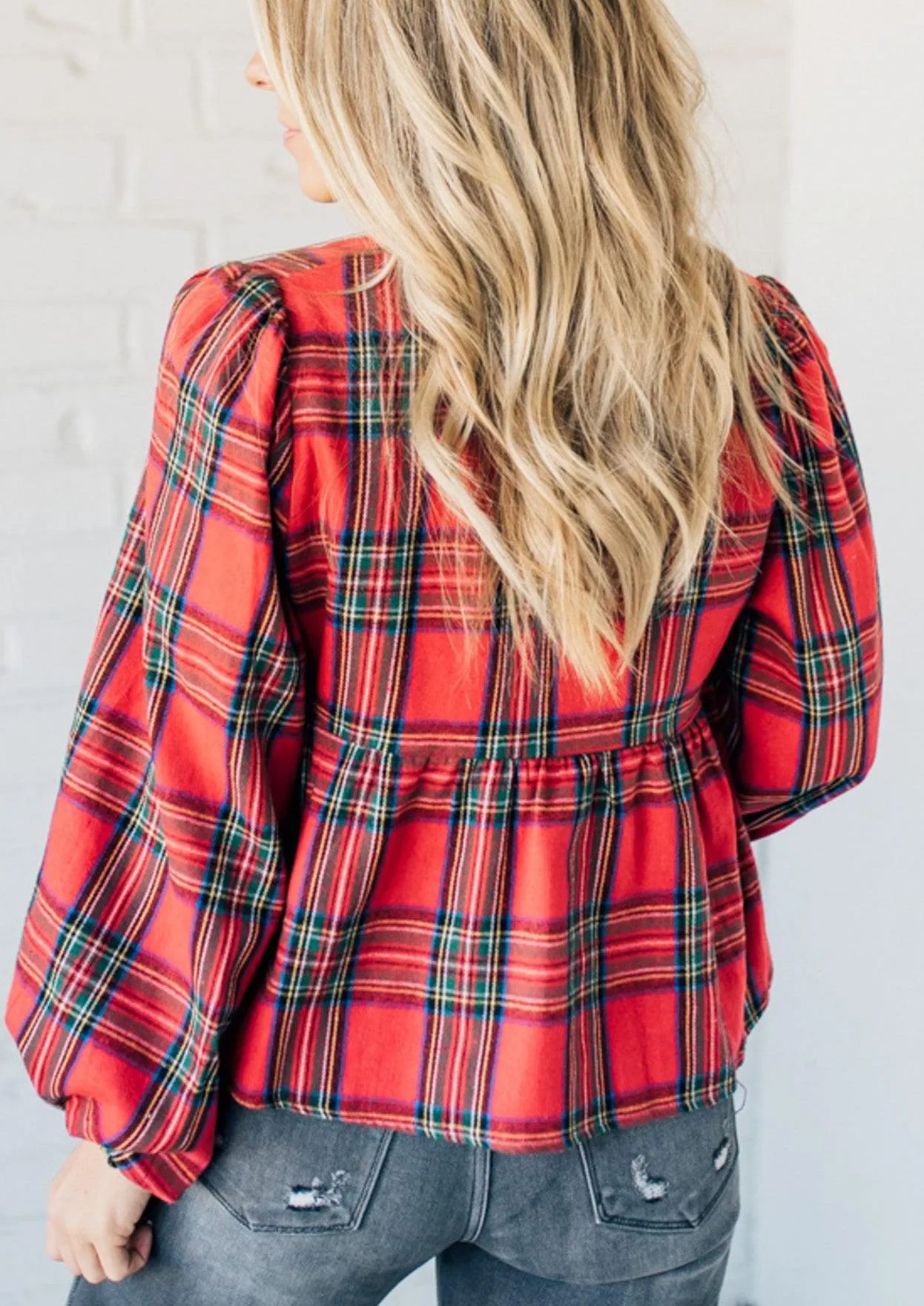 Christa Plaid Triple Tie Top