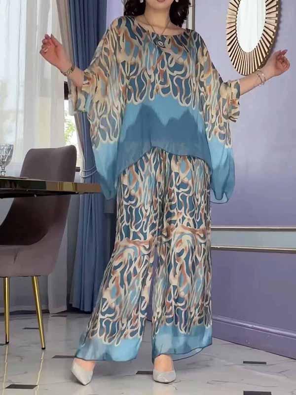 Women's Round Neck Printed Chiffon Suit (Buy 2 Free Shipping)