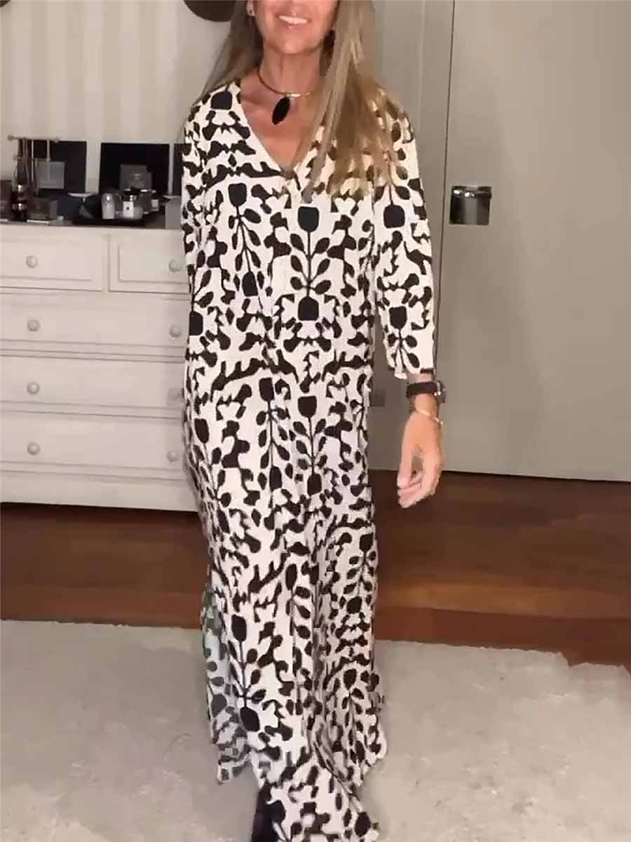 Women's Casual Summer Spring Print Long Dress Fashion Streetwear Geometric Split Print Outdoor Daily Holiday Loose S M L XL XXL