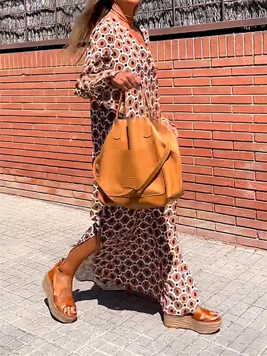 Women's Casual Summer Spring Print Long Dress Fashion Streetwear Geometric Split Print Outdoor Daily Holiday Loose S M L XL XXL