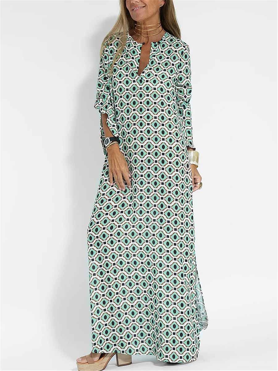 Women's Casual Summer Spring Print Long Dress Fashion Streetwear Geometric Split Print Outdoor Daily Holiday Loose S M L XL XXL