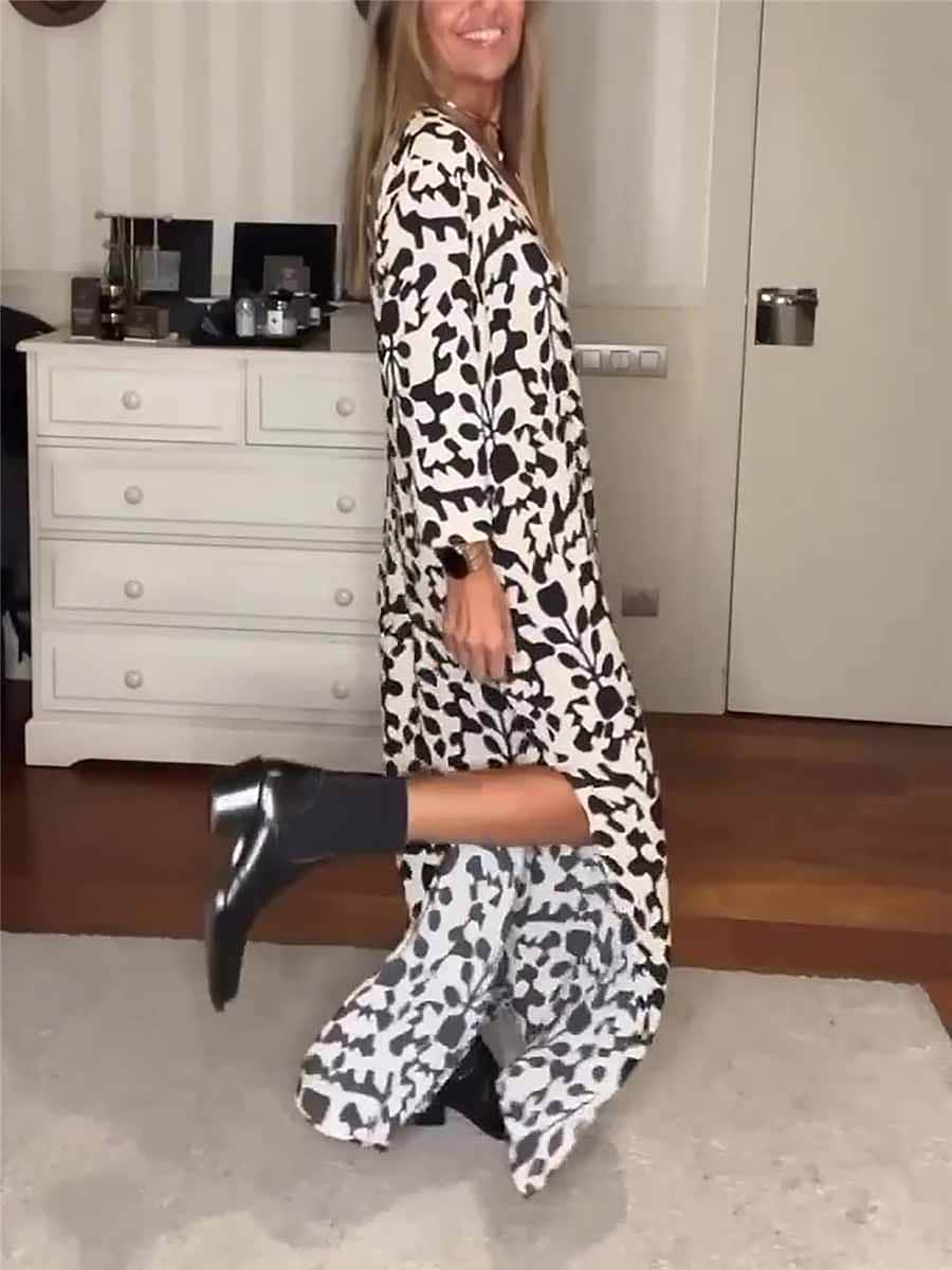 Women's Casual Summer Spring Print Long Dress Fashion Streetwear Geometric Split Print Outdoor Daily Holiday Loose S M L XL XXL