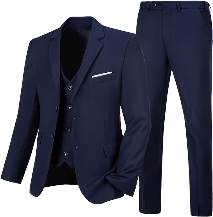 Mens Suit Slim Fit 3 Pieces Wedding Bussiness Suits for Men Formal Dress Jacket Vest Pants Set