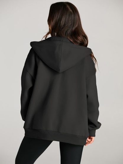 Women's Cute Hoodies Teen Girl Fall Jacket Oversized Sweatshirts Casual Drawstring Clothes Zip Up Y2K Hoodie with Pocket
