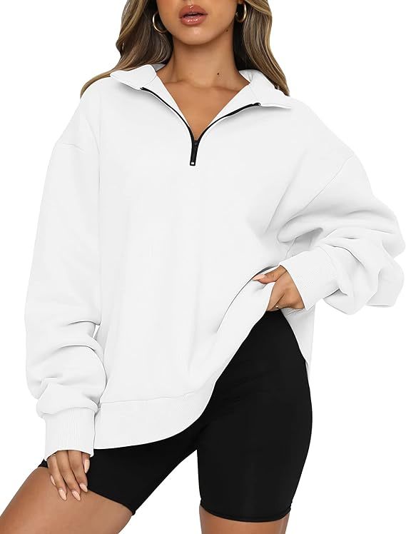Forset-snail Half zip up pullover women,oversized hoodie,quarter zipper sweatshirts,drop shoulder collar