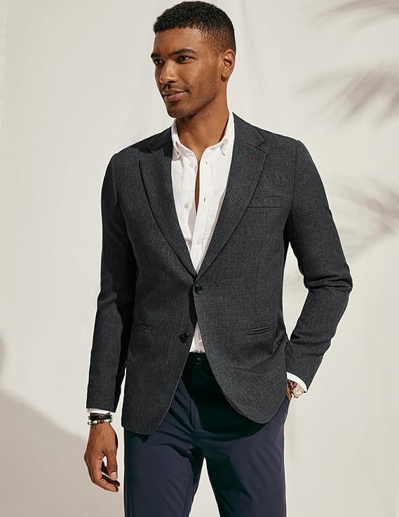 Men's Casual Blazer Lightweight Suit Jackets Regular Fit Two Button Summer Travel Sport Coats