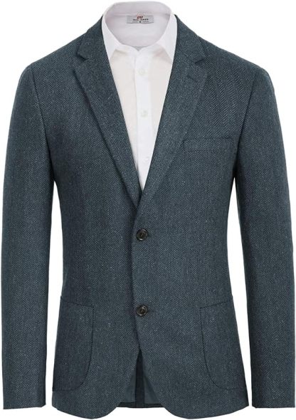 Herringbone Tweed Blazer British Wool Blend Sport Coat Jacket