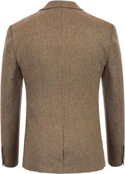 Herringbone Tweed Blazer British Wool Blend Sport Coat Jacket