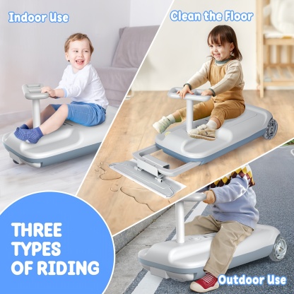 Kart, Variable Speed For Kids, 5 Speeds Available, Cleaning Go Kart For 3+ Year Old (Includes Mop)
