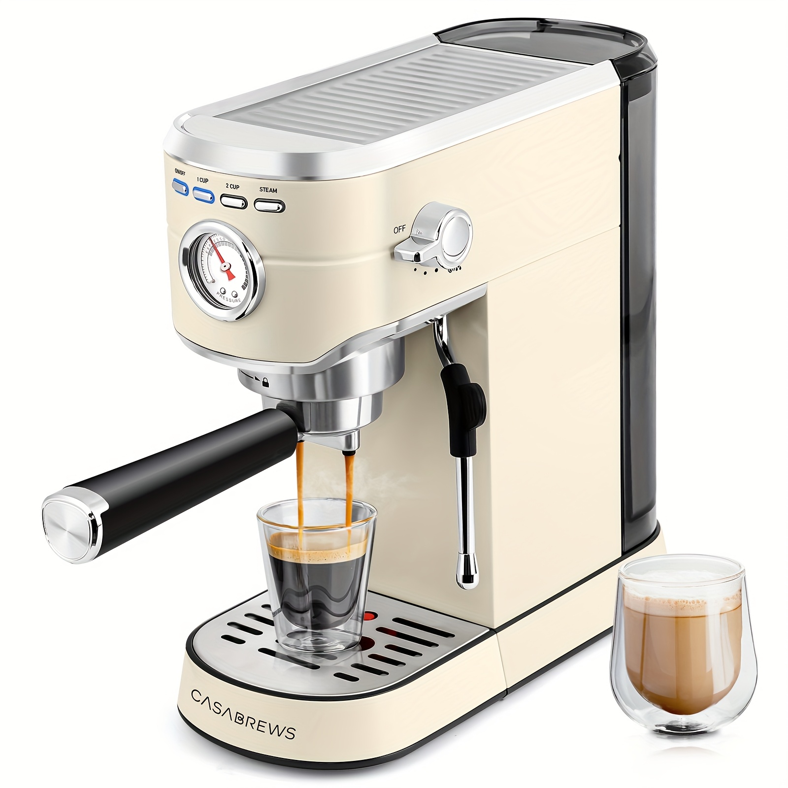 20 Bar Pressure Elegant Beige Espresso Maker - 1L/34oz