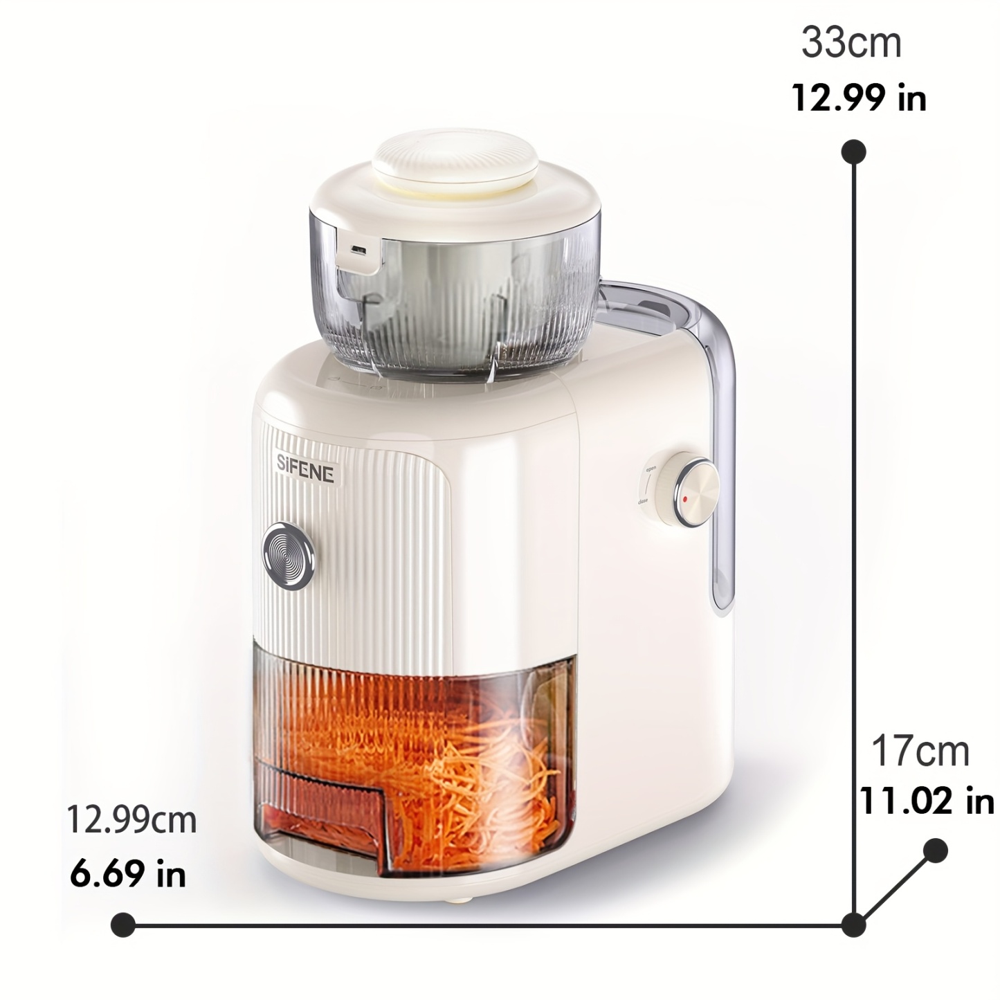 Electric Cheese Grater, Salad Maker With 4 Replaceable Stainless Shapes of Blades