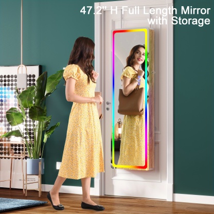  LED Mirror Jewelry Cabinet with RGB Lights