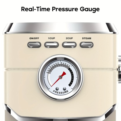 20 Bar Pressure Elegant Beige Espresso Maker - 1L/34oz