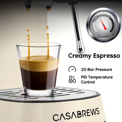 20 Bar Pressure Elegant Beige Espresso Maker - 1L/34oz