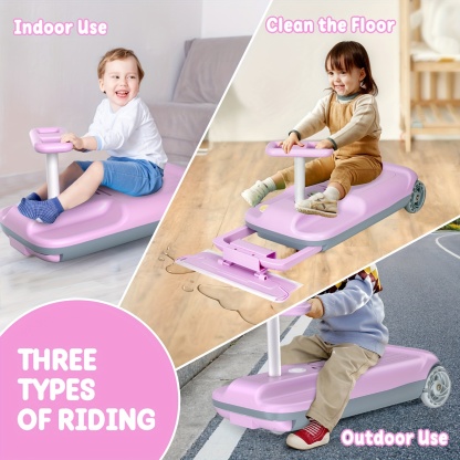 Kart, Variable Speed For Kids, 5 Speeds Available, Cleaning Go Kart For 3+ Year Old (Includes Mop)