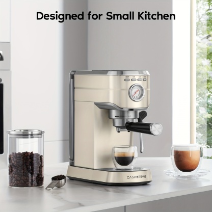 20 Bar Pressure Elegant Beige Espresso Maker - 1L/34oz