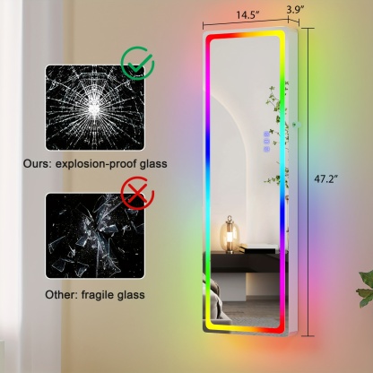 LED Mirror Jewelry Cabinet with RGB Lights