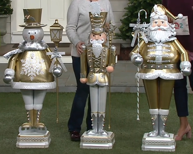 Holiday Outdoor Decor: 50-Inch Nutcracker, Santa, and Snowman Set with LED Lights