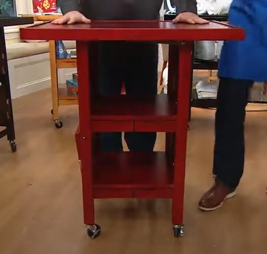 Folding Island Kitchen Cart with Extendable Shelves