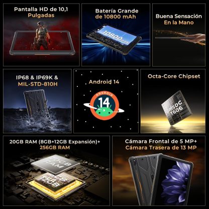 HOTWthtAV R10 Pro Tablet Rugerizada 2025-20GB+256GB/TF 1TB