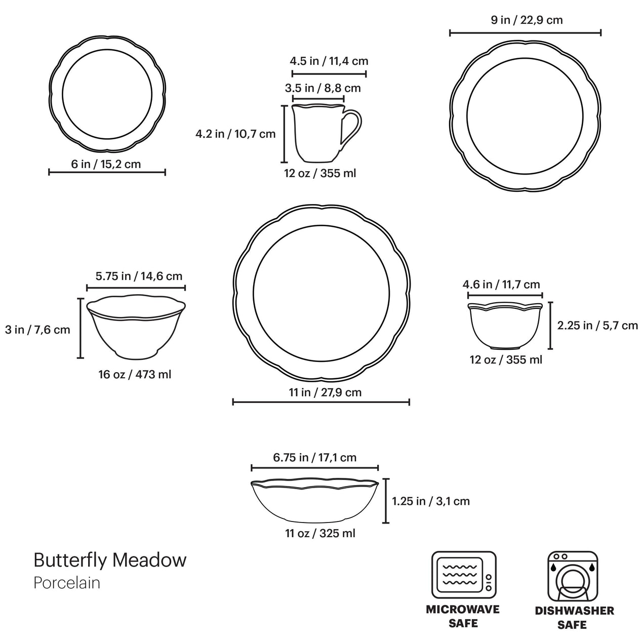Lenthtox Butterfly Meadow 28-Piece Dinnerware Set