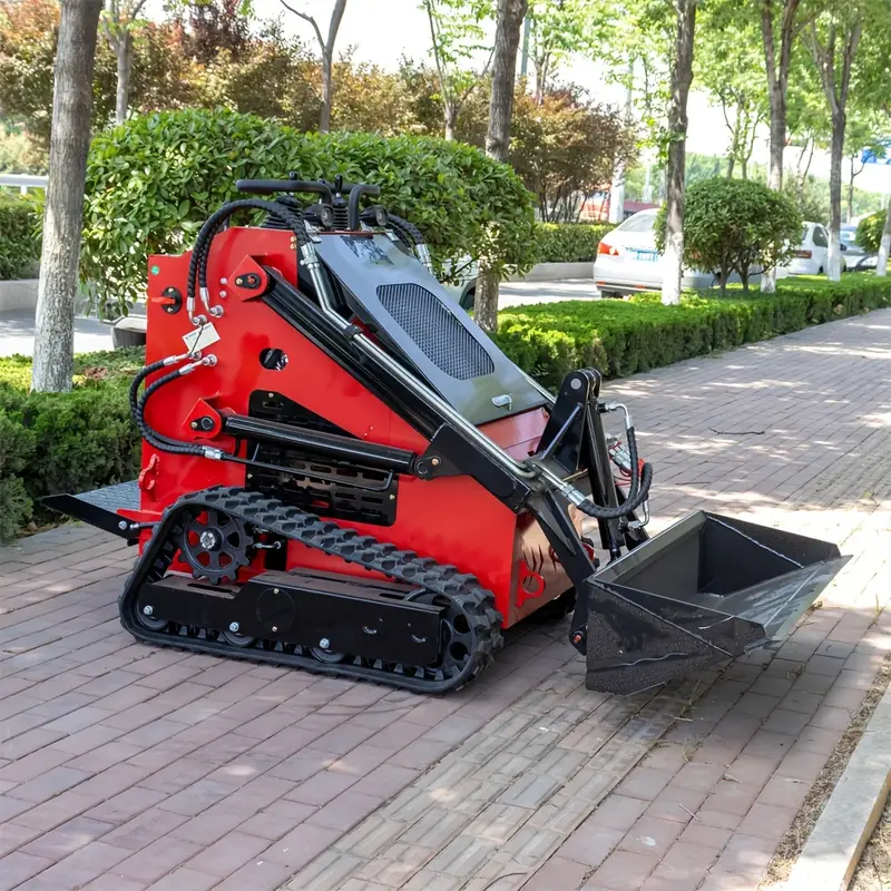 compact 23  crawler skid   loader   with a   of accessories to   multiple functions high friction and high stability used in soft soil   and has a large contact area   not easy to get stuck Product details 0
