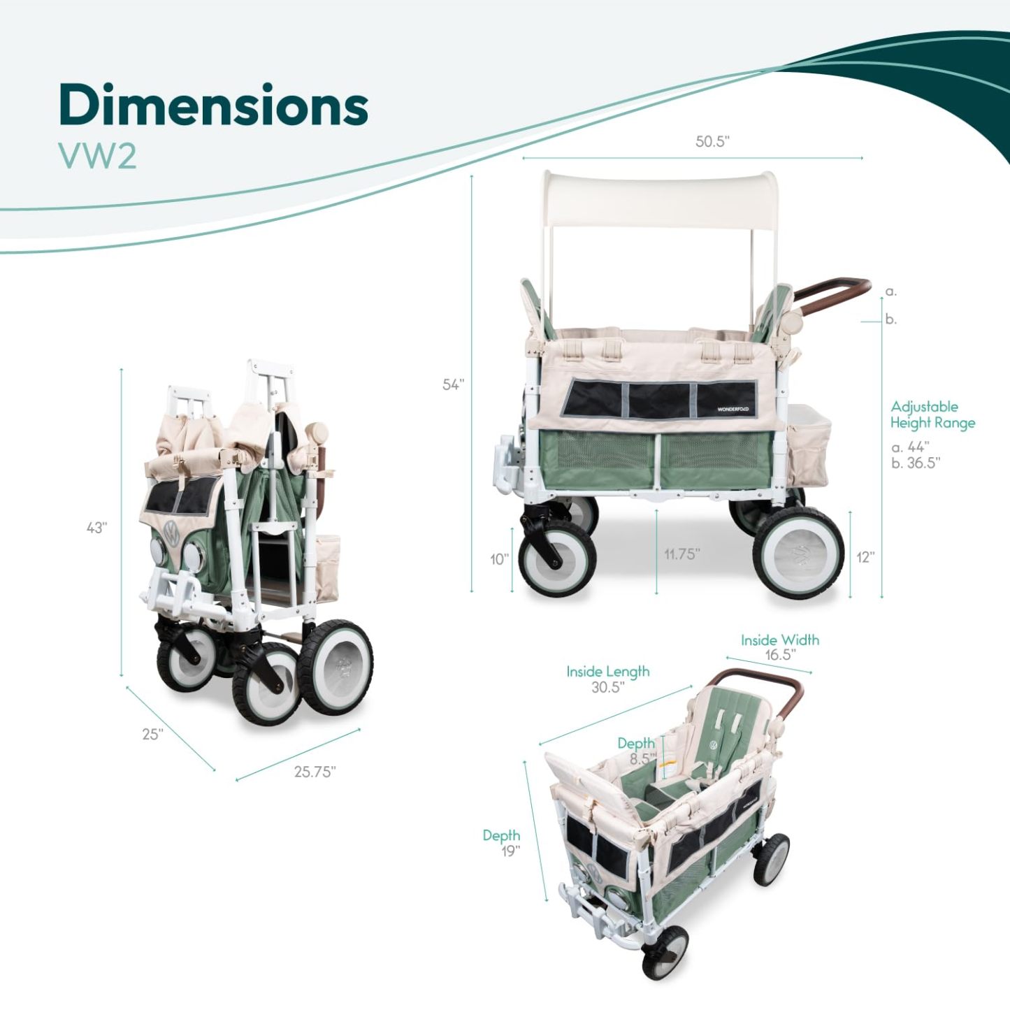 WONDthtERFOLD Volthtkswthtagen Double Stroller Wagon (2 Seater)