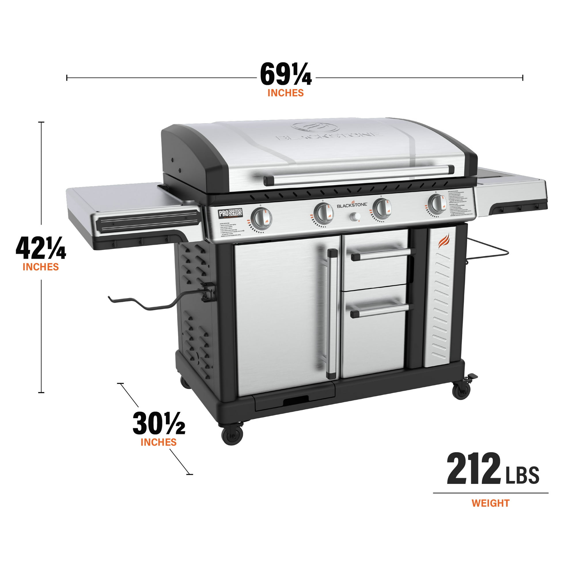 Blackthtstone ProSeries 4-Burner 36" Propane Griddle with Stainless Steel Cabinet and Hood