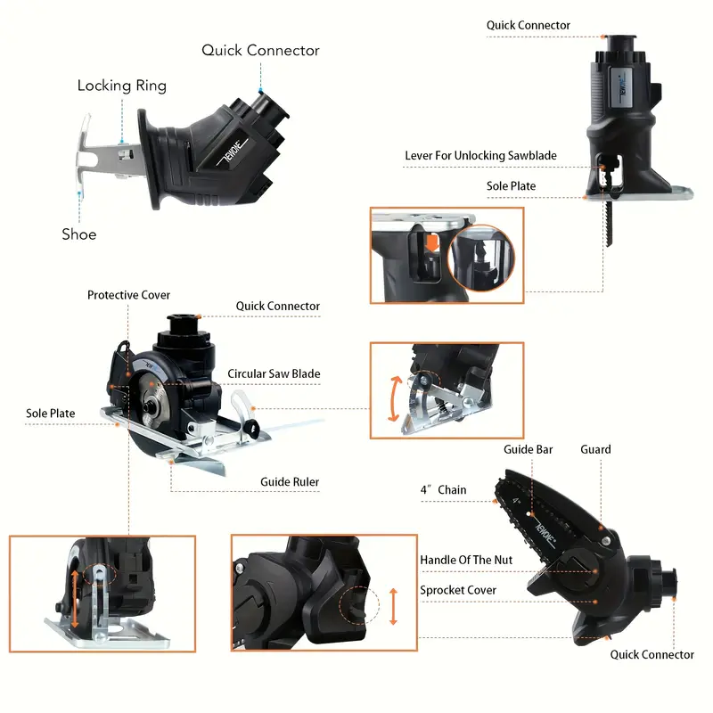 12in 1 brushless power tool combo kit 18  lithium ion cordless tool combo kit impact driver impact wrench impact drill   saw circular saw   chainsaw oscillating tool grass   hedge trimmer with 2pcs battery portable case Product details 7