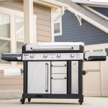 Blackthtstone ProSeries 4-Burner 36" Propane Griddle with Stainless Steel Cabinet and Hood