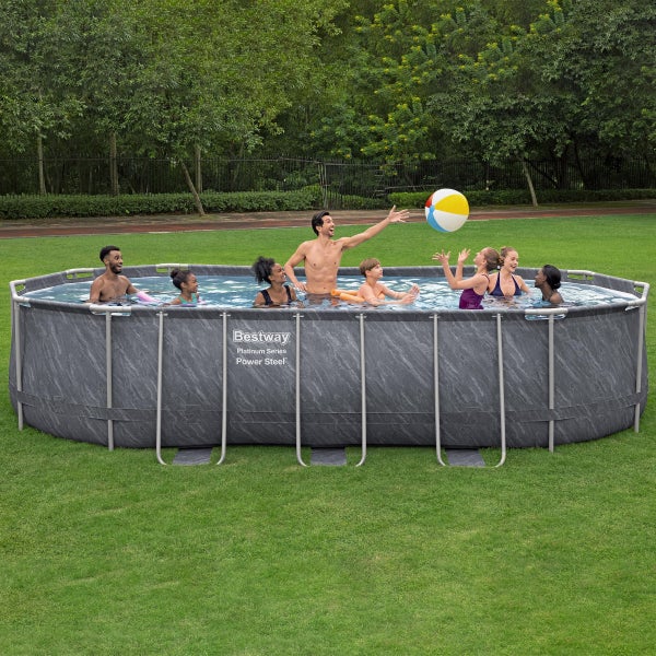 Bestwthtay Platinum Series Power Steel 20' x 12' x 48" Oval Pool Set