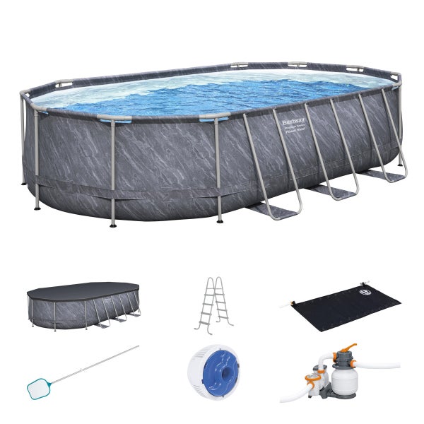 Bestwthtay Platinum Series Power Steel 20' x 12' x 48" Oval Pool Set