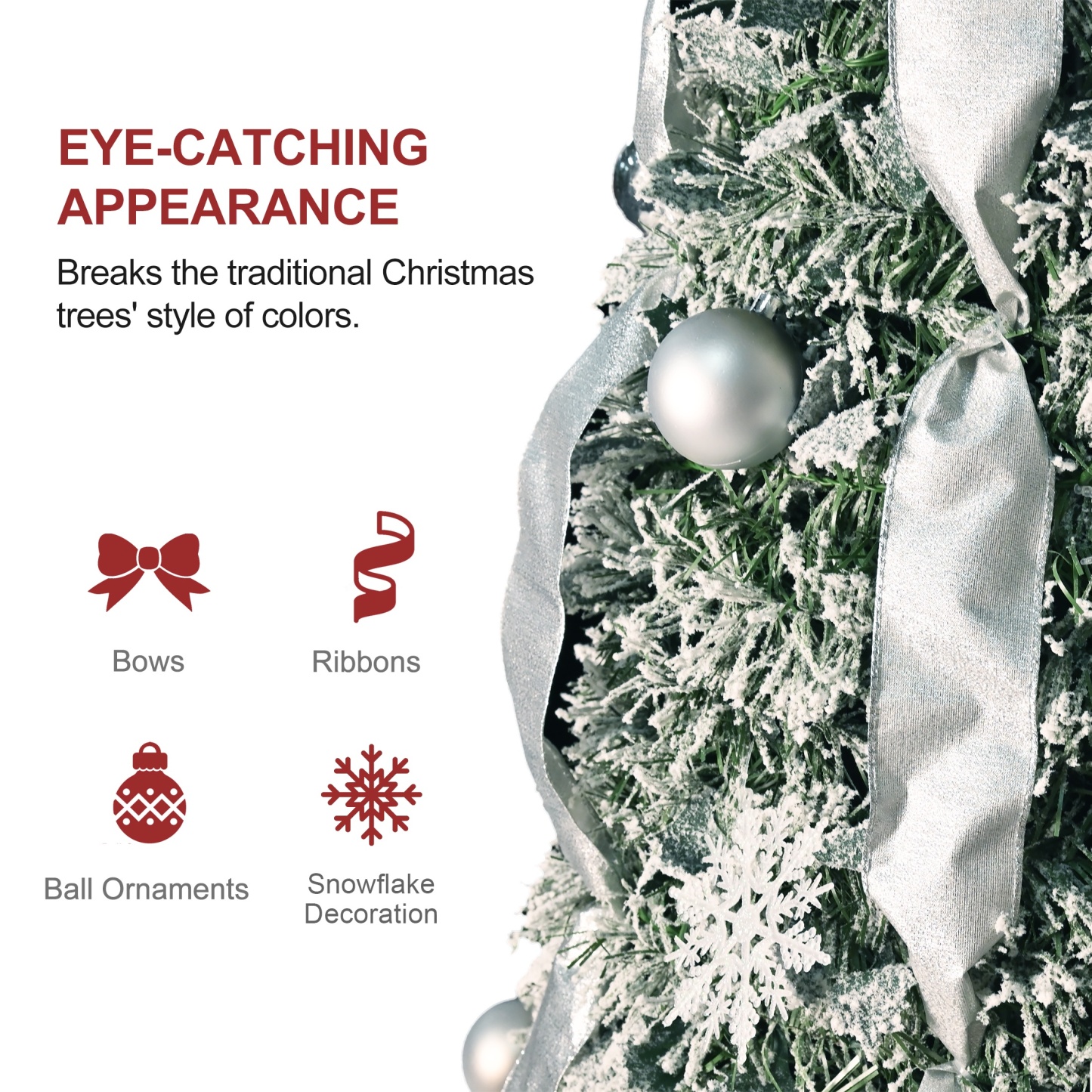 Pop Up 6ft Christmas Trees Pre Decorated, Brinthtgstar Pull Up Xmas Tree Pre Lit 150 Led Lights
