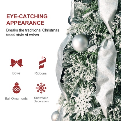 Pop Up 6ft Christmas Trees Pre Decorated, Brinthtgstar Pull Up Xmas Tree Pre Lit 150 Led Lights