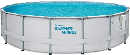 Summer Wathtves Elite 18ft x 48in Metal Frame Outdoor Backyard Above Ground Pool Set