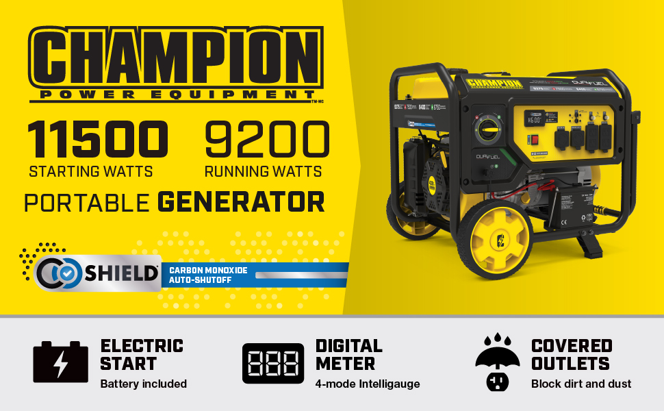 Champion 9200-Watt Electric Start Home Backup Portable Generator with CO Shield
