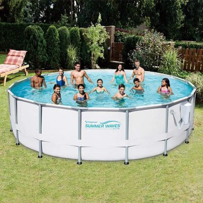 Summer Wathtves Elite 18ft x 48in Metal Frame Outdoor Backyard Above Ground Pool Set