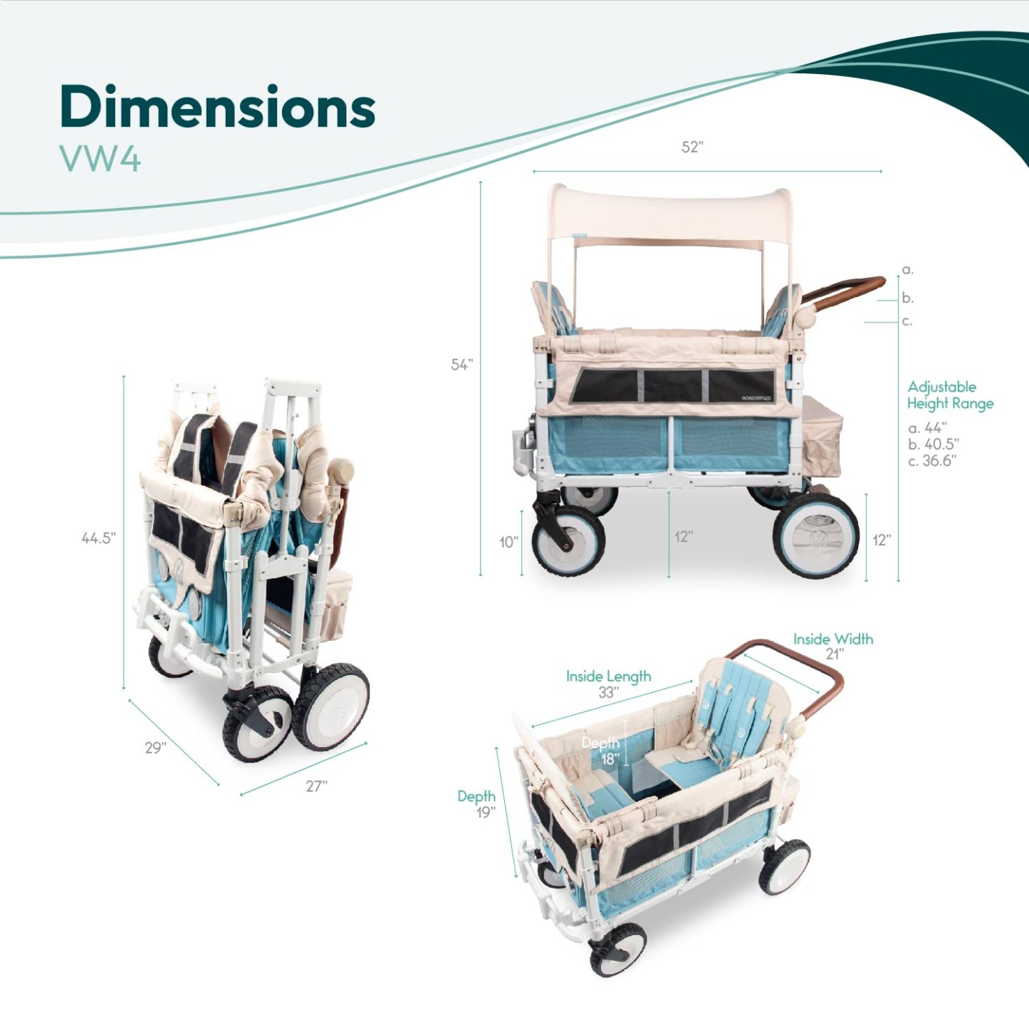 WOthtNDERFOthtLD W4 Luxe Quad Stroller Wagon (4 seats)