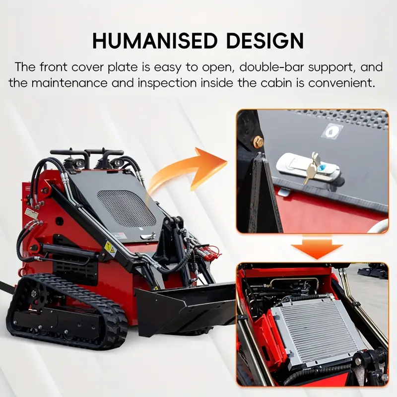 compact 23  crawler skid   loader   with a   of accessories to   multiple functions high friction and high stability used in soft soil   and has a large contact area   not easy to get stuck Product details 2