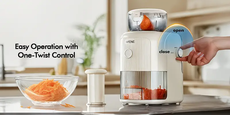 electric cheese grater salad maker with 4 replaceable stainless shapes of blades easy to clean electric slicer   electric salad machine for fruits vegetables cheeses details 0