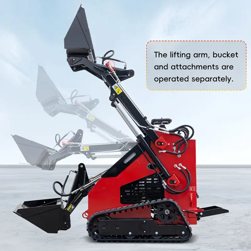 compact 23  crawler skid   loader   with a   of accessories to   multiple functions high friction and high stability used in soft soil   and has a large contact area   not easy to get stuck Product details 3