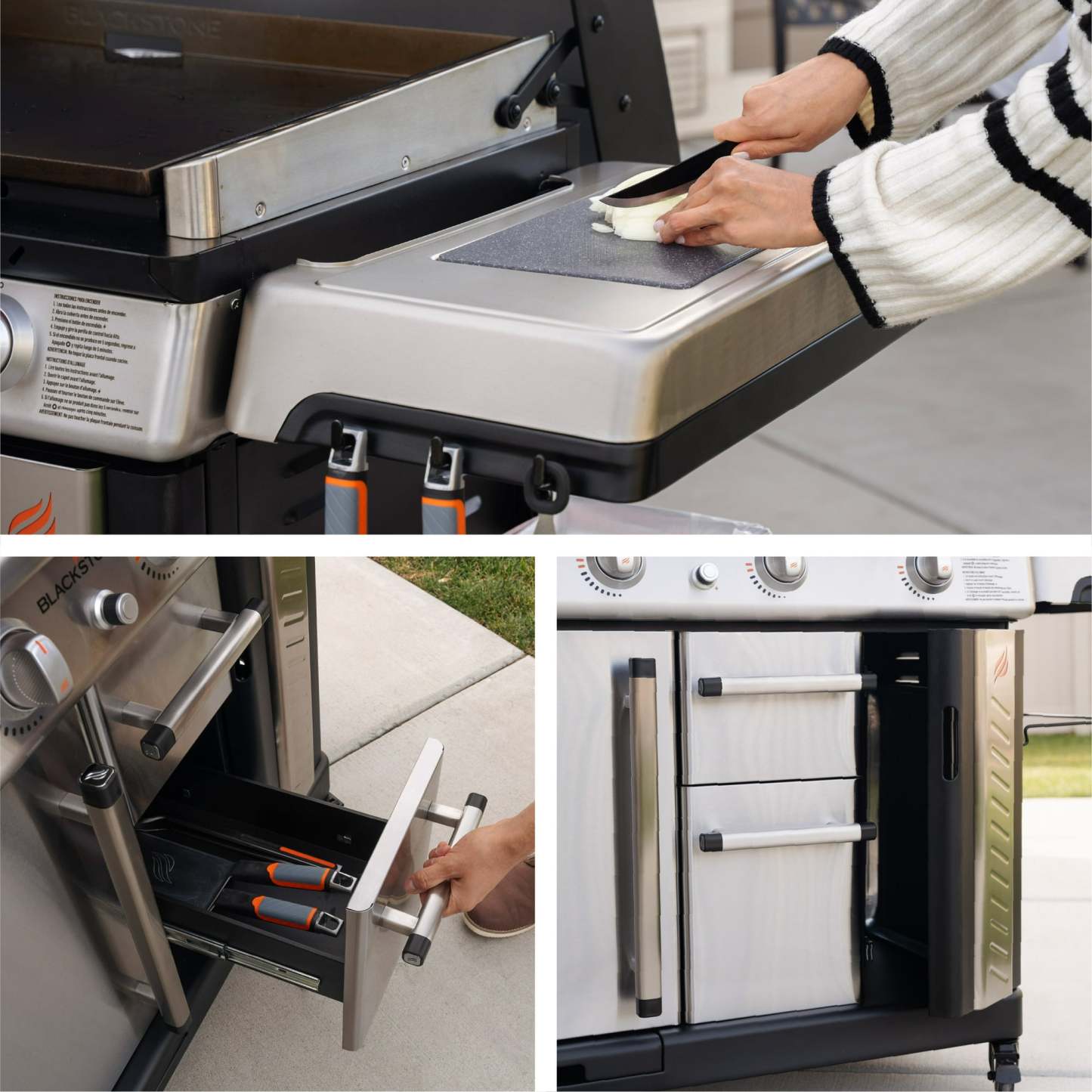 Blackthtstone ProSeries 4-Burner 36" Propane Griddle with Stainless Steel Cabinet and Hood