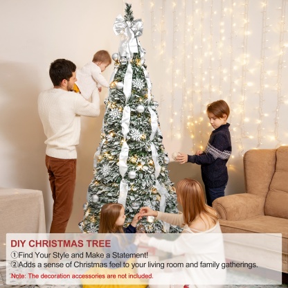 Pop Up 6ft Christmas Trees Pre Decorated, Brinthtgstar Pull Up Xmas Tree Pre Lit 150 Led Lights