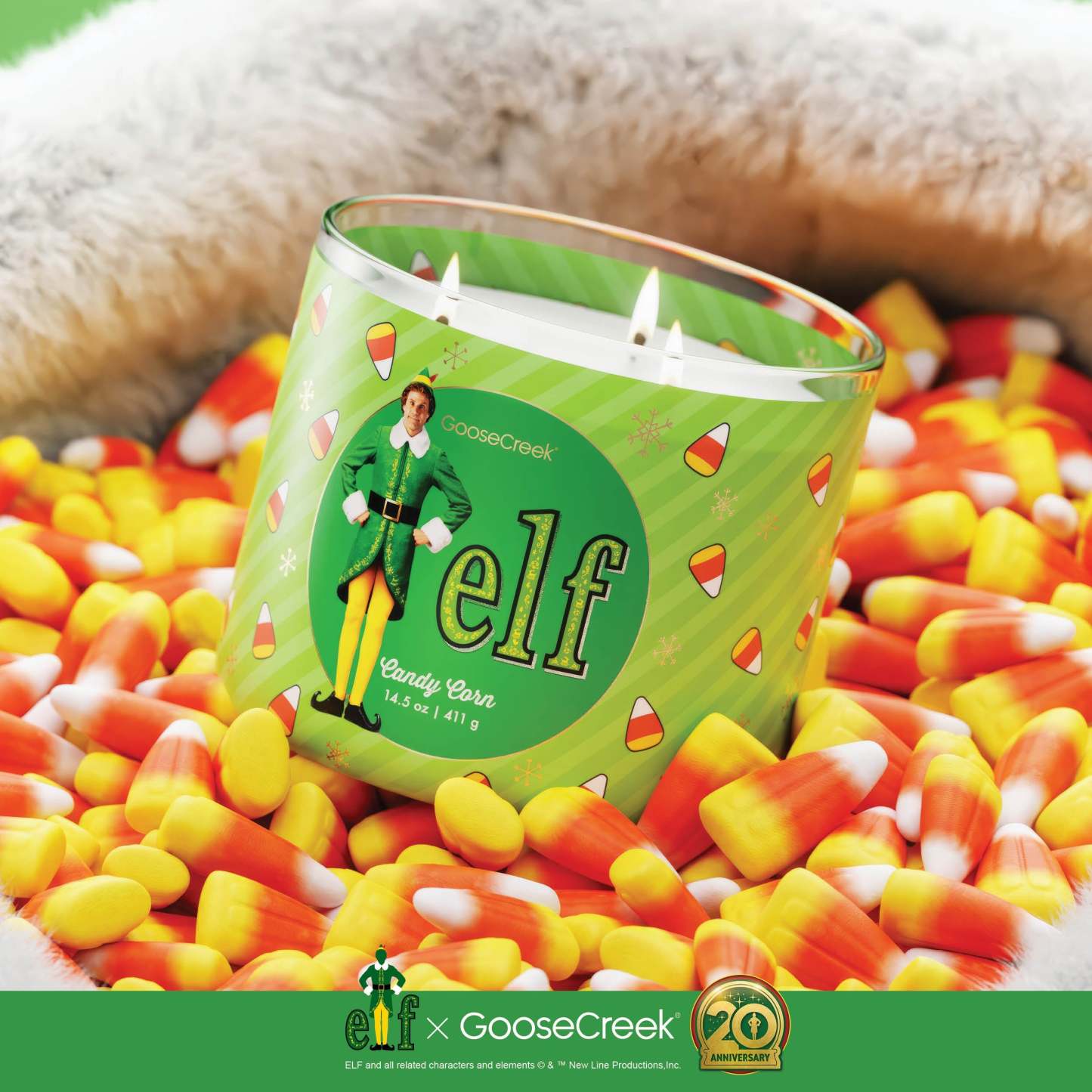 Candy Corn 3-Wick Elf Candle